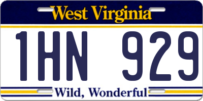 WV license plate 1HN929