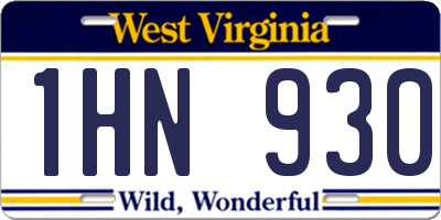 WV license plate 1HN930