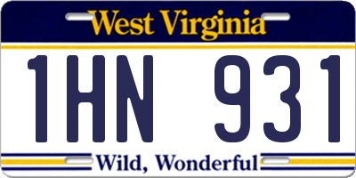 WV license plate 1HN931