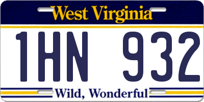 WV license plate 1HN932