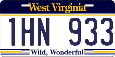 WV license plate 1HN933