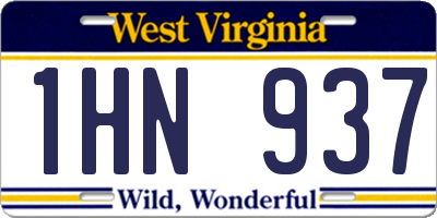 WV license plate 1HN937
