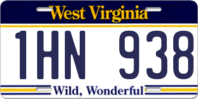 WV license plate 1HN938