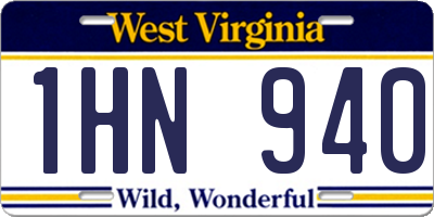 WV license plate 1HN940