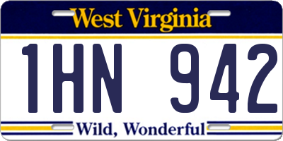 WV license plate 1HN942