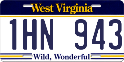 WV license plate 1HN943