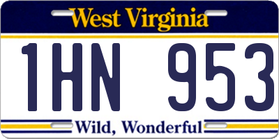 WV license plate 1HN953