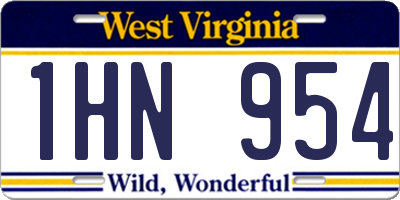 WV license plate 1HN954
