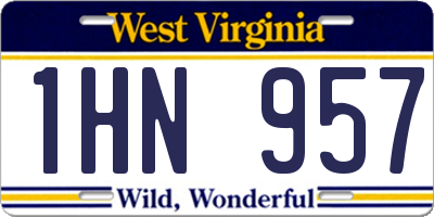 WV license plate 1HN957