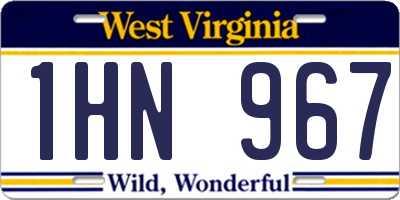 WV license plate 1HN967
