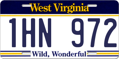 WV license plate 1HN972