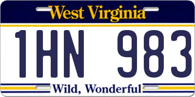 WV license plate 1HN983
