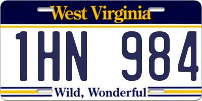 WV license plate 1HN984