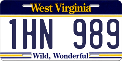 WV license plate 1HN989