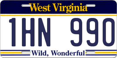 WV license plate 1HN990