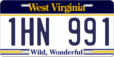 WV license plate 1HN991