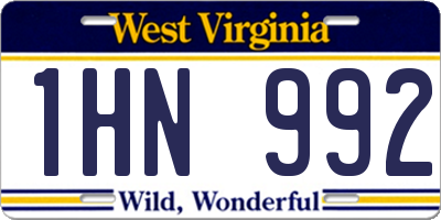 WV license plate 1HN992