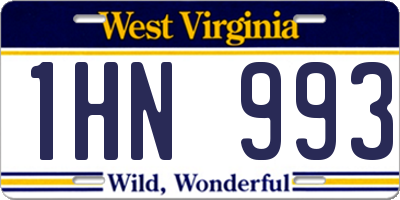 WV license plate 1HN993