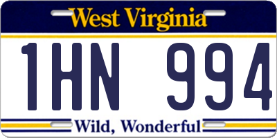 WV license plate 1HN994