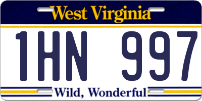 WV license plate 1HN997