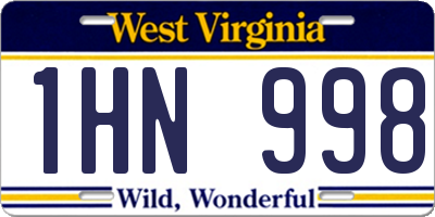 WV license plate 1HN998