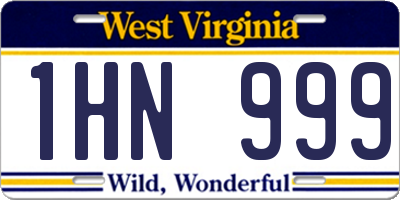 WV license plate 1HN999
