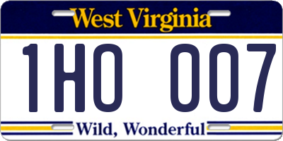 WV license plate 1HO007