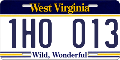 WV license plate 1HO013