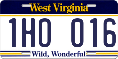 WV license plate 1HO016