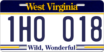 WV license plate 1HO018