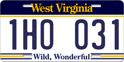 WV license plate 1HO031