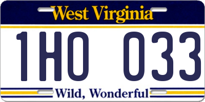 WV license plate 1HO033