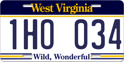 WV license plate 1HO034