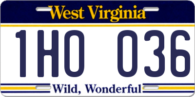 WV license plate 1HO036