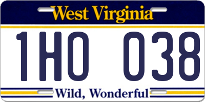 WV license plate 1HO038