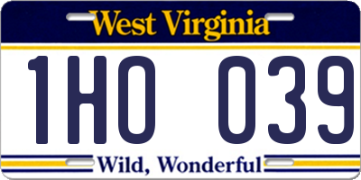 WV license plate 1HO039