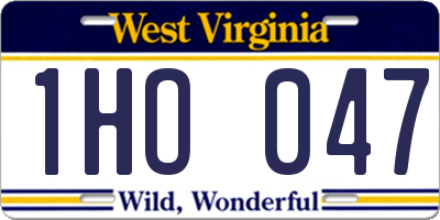 WV license plate 1HO047