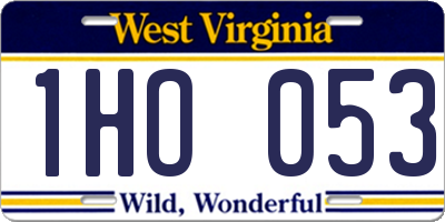 WV license plate 1HO053