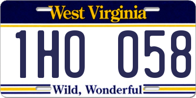 WV license plate 1HO058