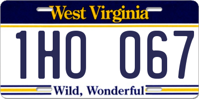 WV license plate 1HO067