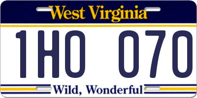 WV license plate 1HO070