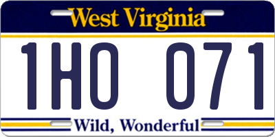 WV license plate 1HO071