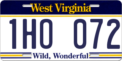 WV license plate 1HO072