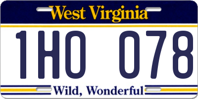 WV license plate 1HO078