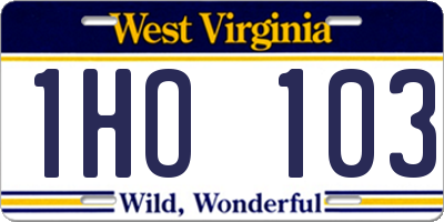WV license plate 1HO103