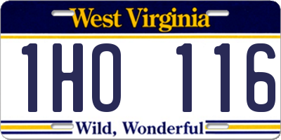 WV license plate 1HO116