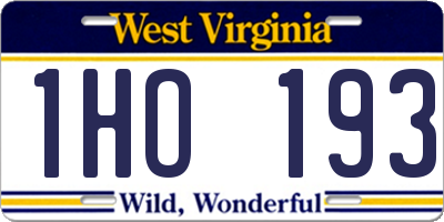 WV license plate 1HO193
