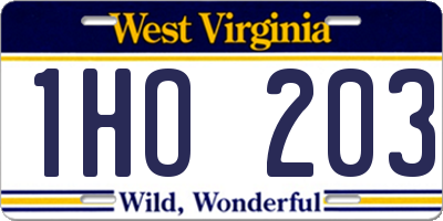 WV license plate 1HO203
