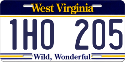 WV license plate 1HO205