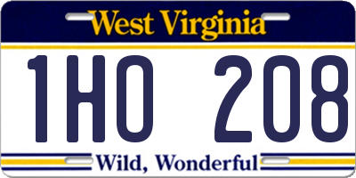 WV license plate 1HO208